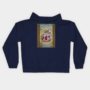 A MONSTRUOUS SEA SERPENT DEVOURING THE ROYAL FLEET Antique Indian Miniature Kids Hoodie